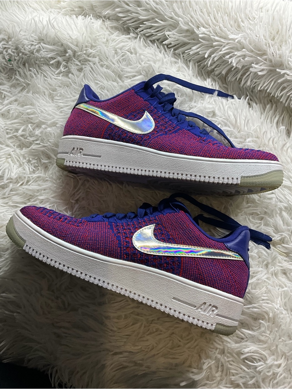 Nike Flyknit Low Sneakers - Purple & Pink with Holographic Swoosh